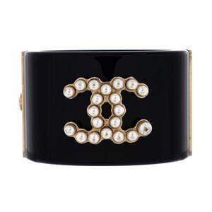Chanel CC Cuff Bracelet Resin with Metal and Faux Pearls